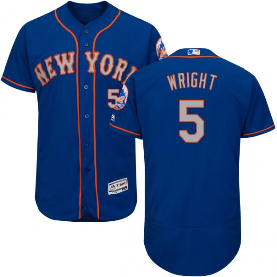 Men's Majestic New York Mets 5 David Wright Royal/Gray Alternate Flex Base Authentic Collection MLB Jersey