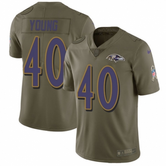 Youth Nike Baltimore Ravens 40 Kenny Young Limited Olive 2017 Salute to Service NFL Jersey