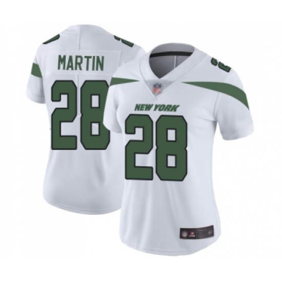 Women's New York Jets 28 Curtis Martin White Vapor Untouchable Limited Player Football Jersey