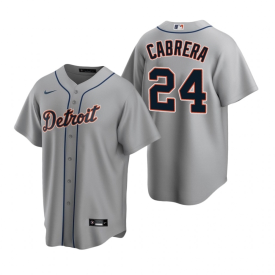 Men's Nike Detroit Tigers 24 Miguel Cabrera Gray Road Stitched Baseball Jersey