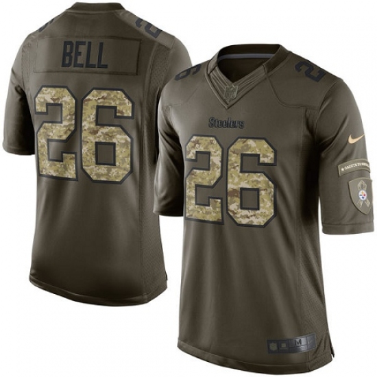 Youth Nike Pittsburgh Steelers 26 Le'Veon Bell Elite Green Salute to Service NFL Jersey