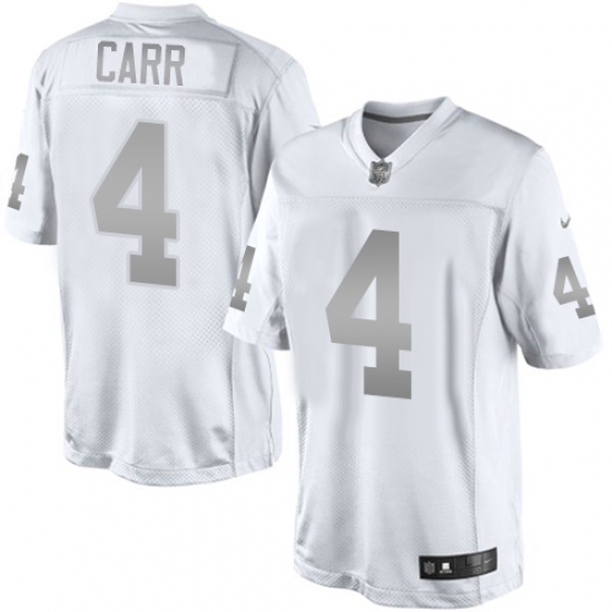 Women's Nike Oakland Raiders 4 Derek Carr Limited White Platinum NFL Jersey