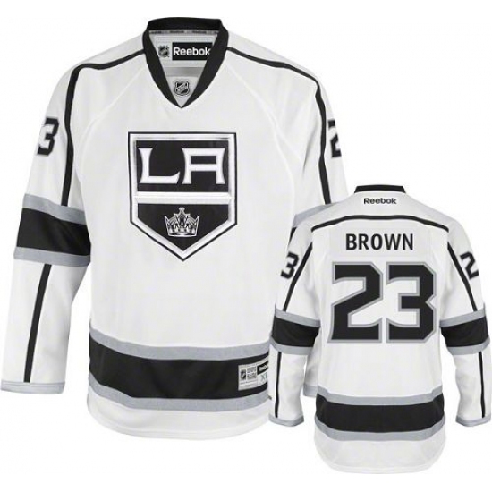 Men's Reebok Los Angeles Kings 23 Dustin Brown Authentic White Away NHL Jersey