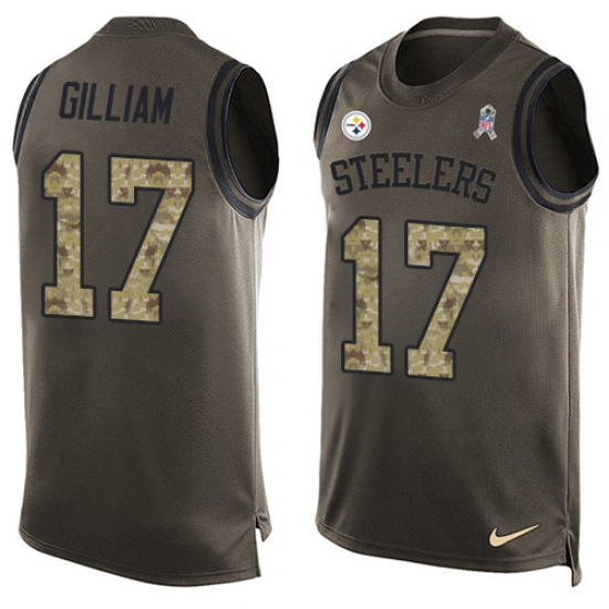 Men's Nike Pittsburgh Steelers 17 Joe Gilliam Limited Green Salute to Service Tank Top NFL Jersey