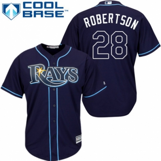 Men's Majestic Tampa Bay Rays 28 Daniel Robertson Replica Navy Blue Alternate Cool Base MLB Jersey