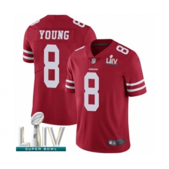 Youth San Francisco 49ers 8 Steve Young Red Team Color Vapor Untouchable Limited Player Super Bowl LIV Bound Football Jersey
