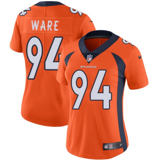 Women's Nike Denver Broncos 94 DeMarcus Ware Orange Team Color Vapor Untouchable Limited Player NFL Jersey