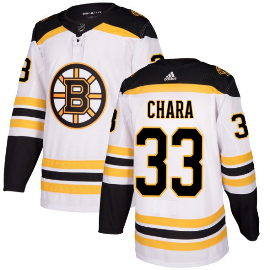 Men's Adidas Boston Bruins 33 Zdeno Chara Authentic White Away NHL Jersey