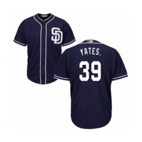 Youth San Diego Padres 39 Kirby Yates Authentic Navy Blue Alternate 1 Cool Base Baseball Jersey