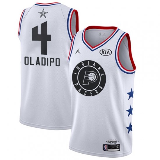 Women's Nike Indiana Pacers 4 Victor Oladipo White NBA Jordan Swingman 2019 All-Star Game Jersey