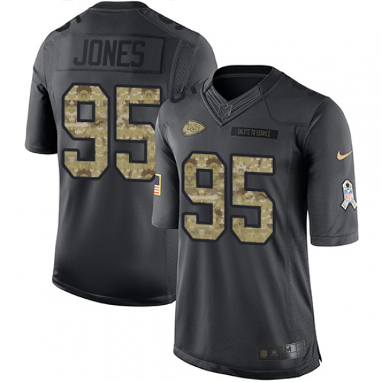 Youth Nike Kansas City Chiefs 95 Chris Jones Limited Black 2016 Salute to Service NFL Jersey