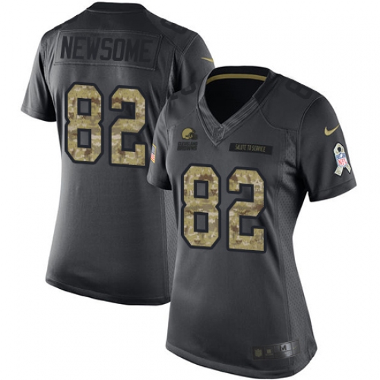 Women's Nike Cleveland Browns 82 Ozzie Newsome Limited Black 2016 Salute to Service NFL Jersey