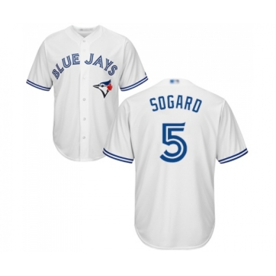 Men's Toronto Blue Jays 5 Eric Sogard Replica White Home Baseball Jersey