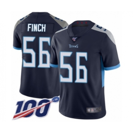 Youth Tennessee Titans 56 Sharif Finch Navy Blue Team Color Vapor Untouchable Limited Player 100th Season Football Jersey