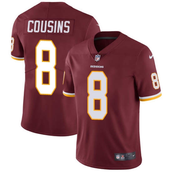 Youth Nike Washington Redskins 8 Kirk Cousins Burgundy Red Team Color Vapor Untouchable Limited Player NFL Jersey