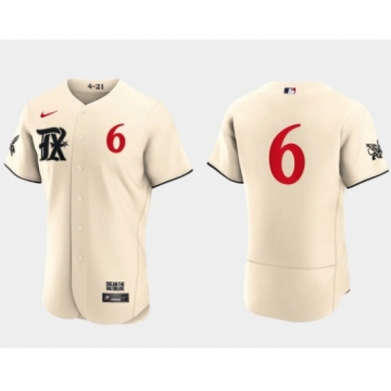 Men's Texas Rangers 6 Josh Jung Cream 2023 City Connect Flex Base Stitched Baseball Jersey