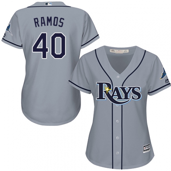 Women's Majestic Tampa Bay Rays 40 Wilson Ramos Replica Grey Road Cool Base MLB Jersey