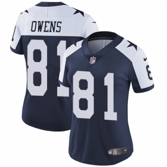 Women's Nike Dallas Cowboys 81 Terrell Owens Navy Blue Throwback Alternate Vapor Untouchable Limited Player NFL Jersey