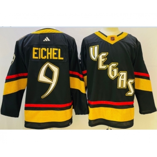 Men's Vegas Golden Knights 9 Jack Eichel Black 2022 Reverse Retro Authentic Jersey