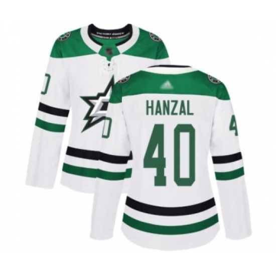 Women's Dallas Stars 40 Martin Hanzal Authentic White Away Hockey Jersey