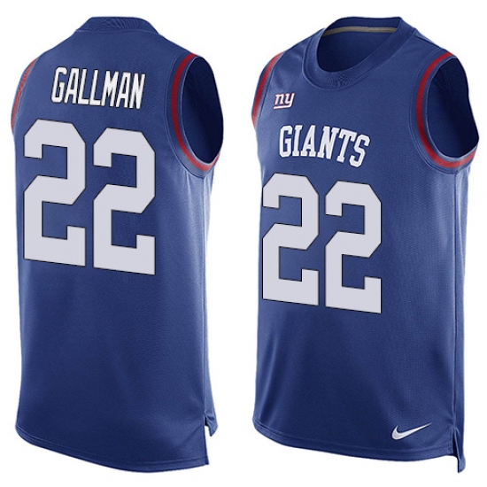 Men's Nike New York Giants 22 Wayne Gallman Limited Royal Blue Player Name & Number Tank Top NFL Jersey