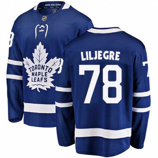 Men's Toronto Maple Leafs 78 Timothy Liljegren Authentic Royal Blue Home Fanatics Branded Breakaway NHL Jersey