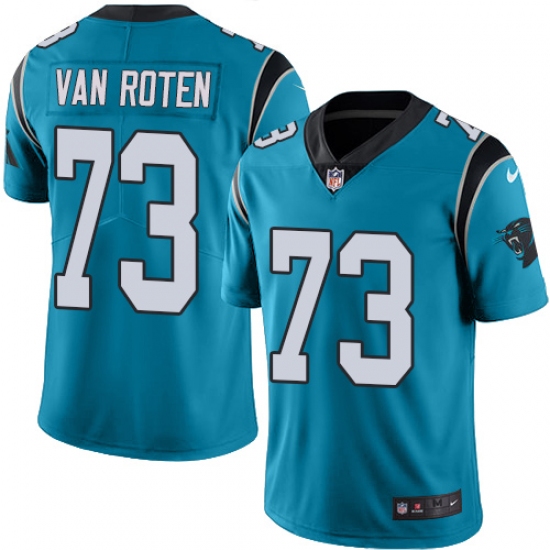 Youth Nike Carolina Panthers 73 Greg Van Roten Limited Blue Rush Vapor Untouchable NFL Jersey