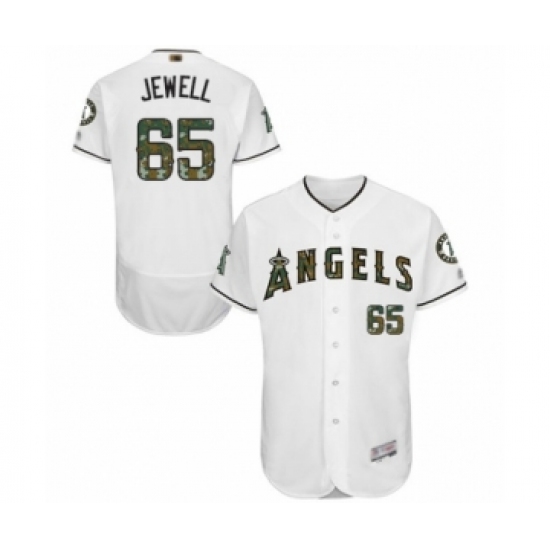 Men's Los Angeles Angels of Anaheim 65 Jake Jewell Authentic White 2016 Memorial Day Fashion Flex Base Baseball Player Jersey