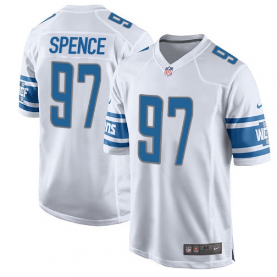 Men's Nike Detroit Lions 97 Akeem Spence Game White NFL Jersey