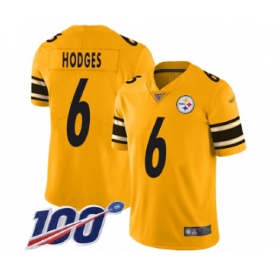 Men's Pittsburgh Steelers 6 Devlin Hodges Limited Gold Inverted Legend 100th Season Football Jersey