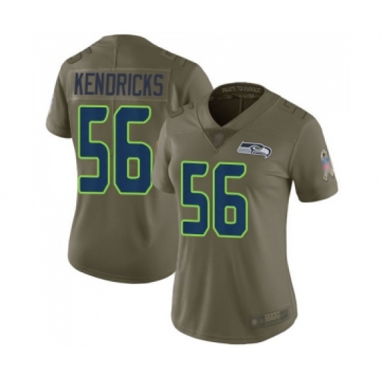 Women's Seattle Seahawks 56 Mychal Kendricks Limited Olive 2017 Salute to Service Football Jersey