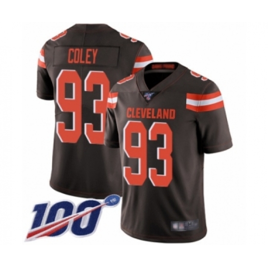 Men's Cleveland Browns 93 Trevon Coley Brown Team Color Vapor Untouchable Limited Player 100th Season Football Jersey