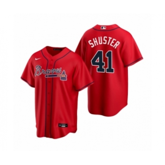 Men's Atlanta Braves 41 Jared Shuster Red 2020 MLB Draft Replica Alternate Jersey