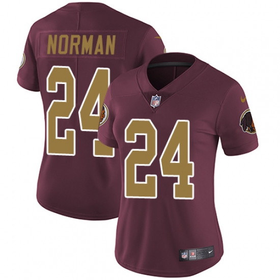 Women's Nike Washington Redskins 24 Josh Norman Burgundy Red/Gold Number Alternate 80TH Anniversary Vapor Untouchable Limited Player NFL Jersey