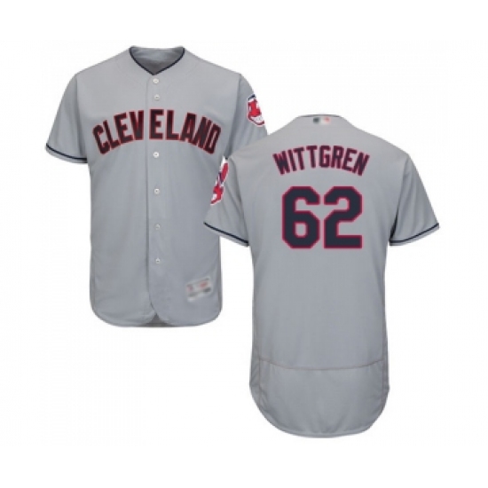 Men's Cleveland Indians 62 Nick Wittgren Grey Road Flex Base Authentic Collection Baseball Jersey