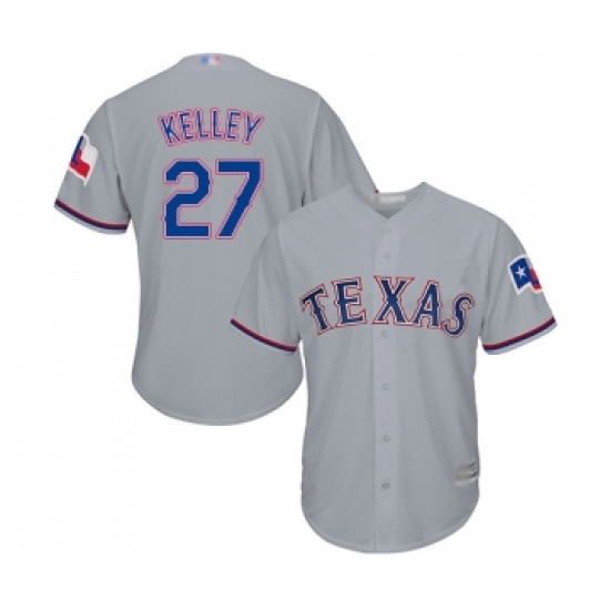 Men's Texas Rangers 27 Shawn Kelley Replica Grey Road Cool Base Baseball Jersey