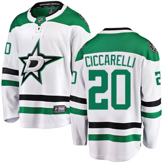 Youth Dallas Stars 20 Dino Ciccarelli Authentic White Away Fanatics Branded Breakaway NHL Jersey