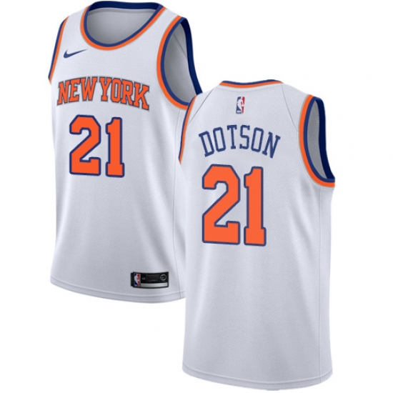 Men's Nike New York Knicks 21 Damyean Dotson Swingman White NBA Jersey - Association Edition