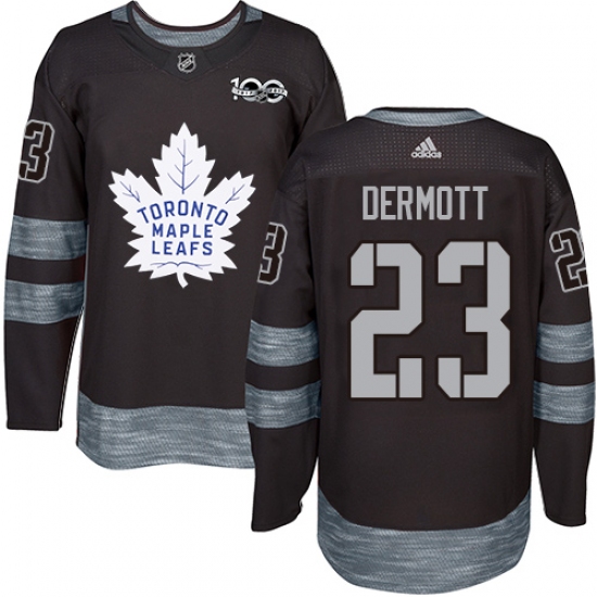 Men's Adidas Toronto Maple Leafs 23 Travis Dermott Authentic Black 1917-2017 100th Anniversary NHL Jersey