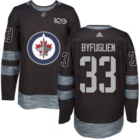 Men's Adidas Winnipeg Jets 33 Dustin Byfuglien Premier Black 1917-2017 100th Anniversary NHL Jersey