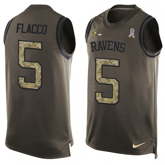 Men's Nike Baltimore Ravens 5 Joe Flacco Limited Green Salute to Service Tank Top NFL Jersey