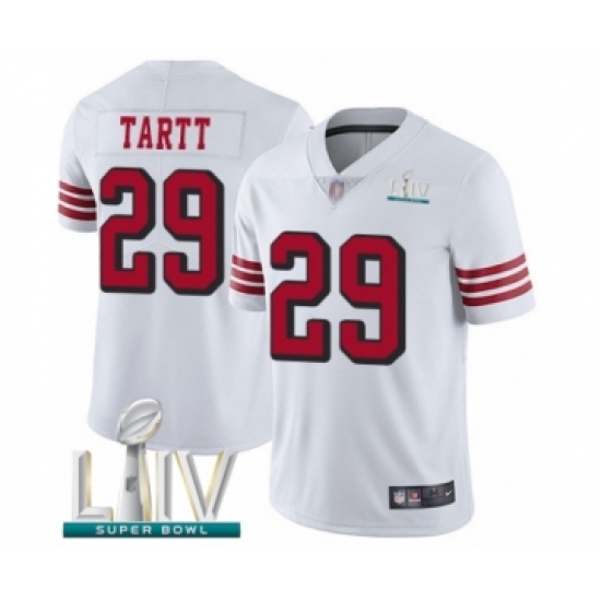 Men's San Francisco 49ers 29 Jaquiski Tartt Limited White Rush Vapor Untouchable Super Bowl LIV Bound Football Jersey