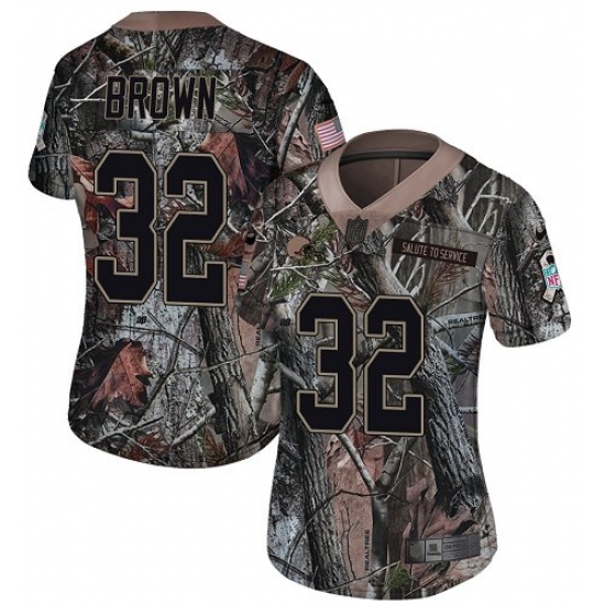 Women's Nike Cleveland Browns 32 Jim Brown Limited Camo Rush Realtree NFL Jersey