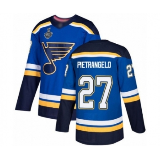 Men's St. Louis Blues 27 Alex Pietrangelo Premier Royal Blue Home 2019 Stanley Cup Final Bound Hockey Jersey