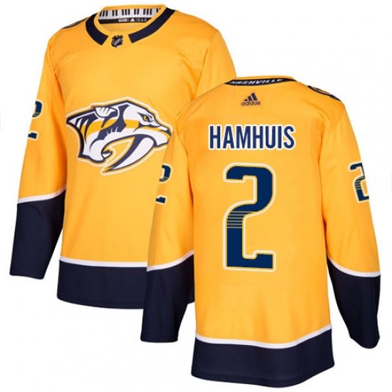 Men's Adidas Nashville Predators 2 Dan Hamhuis Premier Gold Home NHL Jersey