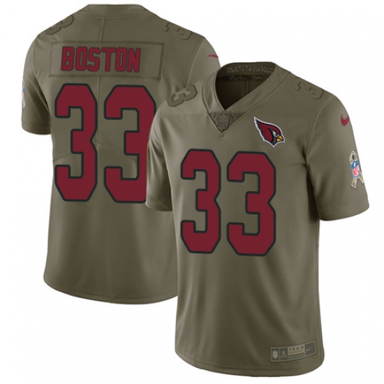 Men's Nike Arizona Cardinals 33 Tre Boston Limited Olive 2017 Salute to Service NFL Jersey