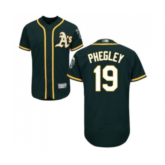 Men's Oakland Athletics 19 Josh Phegley Green Alternate Flex Base Authentic Collection Baseball Jersey