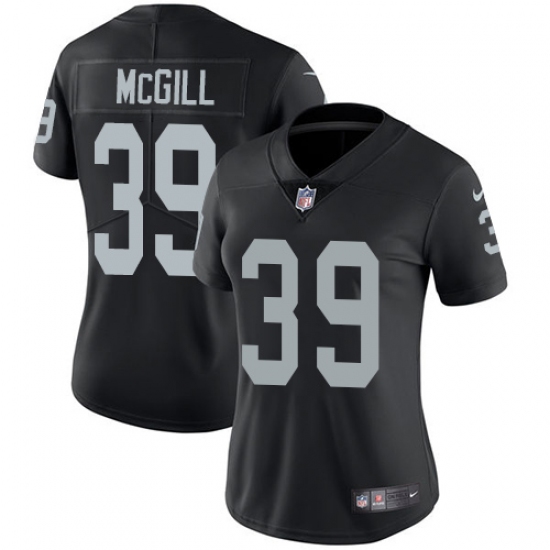 Women's Nike Oakland Raiders 39 Keith McGill Elite Black Team Color NFL Jersey