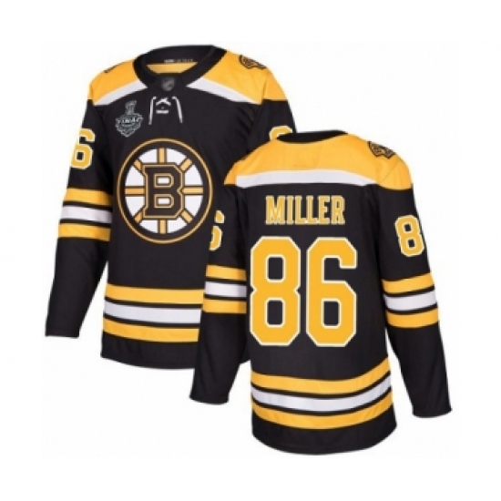 Men's Boston Bruins 86 Kevan Miller Authentic Black Home 2019 Stanley Cup Final Bound Hockey Jersey