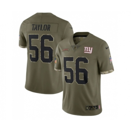 Men's New York Giants 56 Lawrence Taylor 2022 Olive Salute To Service Limited Stitched Jersey